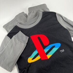 PlayStation Boys Size‎ M 8 Pajama Set Gray Black Fleece Gamer PJs Sleepwear